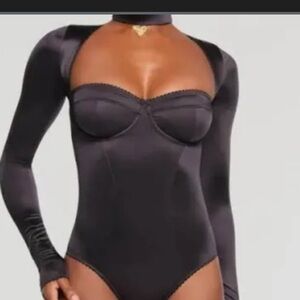 NWT satin skims bodysuit with choker